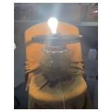 VINTAGE GREEN GLASS LAMP. MISSING THE GLASS TOP.