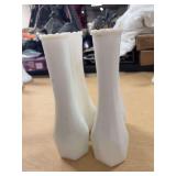 FOUR VINTAGE MILK GLASS BUD VASES