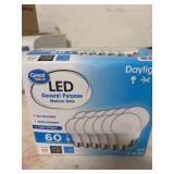 BOX OF GREAT VALUE LED GENERAL PURPOSE LIGHT BULBS