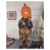 3 FEET TALL PUMKIN BOY HALLOWEEN DISPLAY. LIGHTED. MADE OF WOOD.
