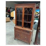 VINTAGE CHINA CABINET MISSING ONE GLASS 36X16X72 DOES NEED CLEANED UP