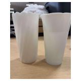 TWO VINTAGE MILK GLASS VASES