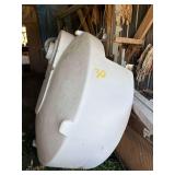 White Polyethylene Storage Tank With Attached Valve and Hose