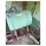 Agricultural Sprayer Tank with Metal Frame and Associated Machinery Components