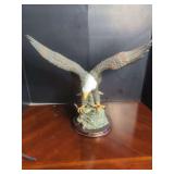American Spirit Bald Eagle Sculpted Figurine on Wood Base