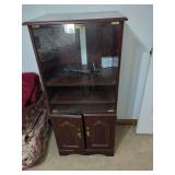 Wood Display Cabinet with Glass Doors and Lower Storage