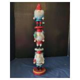 Wooden Stacked Nutcracker Figure Trio with Glitter Accents