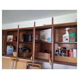 Assorted Household Goods, Hardware, and Cleaners in Cabinet