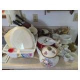 Mixed Kitchenware, Ceramics, and Decorative Tableware Assortment