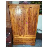 Cedar Wardrobe Cabinet with Double Doors and Hanging Rod