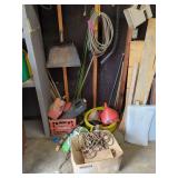 Shop and Garage Equipment Grouping Including Sealtest Crate, Concrete Mixer, and Various Tools