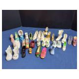 Assorted Miniature Ceramic, Glass, and Composite Shoe and Boot Figurines