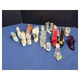 Ceramic, Glass, and Fabric Miniature Shoe Figurines and Ring Holders