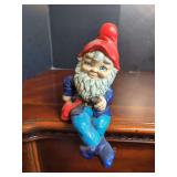 Ceramic Sitting Gnome Figurine with Pipe