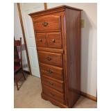 Tall Wooden Tall Chest of Drawers with Brass-Tone Hardware
