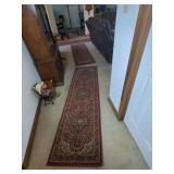 Red Oriental Style Runner Rug with Medallion Pattern
