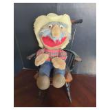 Shotgun Red Character Hand Puppet with Plaid Shirt and Straw Hat