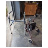 Two Mobility Walkers Including Invacare Three-Wheel Rollator
