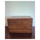 Oak Wood Storage Box with Floral Relief Base