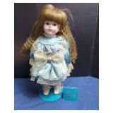 Marian Yu Designs MYD Porcelain Collector Doll in Blue Lace Dress