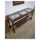 Wood and Glass Console Table with Lower Shelf