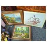 Group of Three Framed Wall Art Pieces Including Two Paintings and One Duck Print