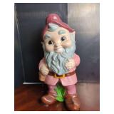 Ceramic Garden Gnome Statue Figurine with Satchel and Red Hat