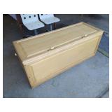 Natural Wood Storage Chest with Brass and Porcelain Hardware