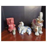 Ceramic Elephant Figurines and Planter Set