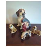 Resin Dog Figurines with Fire Hydrant