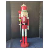 Large Wooden Nutcracker Figure with Cupcake Topper and Candy Staff