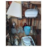 Assorted Kitchenware Appliances and Household Decor Lot on Metal Baker