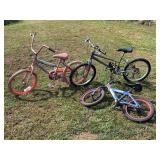 Three Youth Bicycles Including Huffy, Roadmaster, and Spider-Man Models