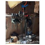 Assorted Woodworking Clamps and Workshop Equipment