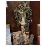 Collection of Cast Resin Figural Statues and Cherub Pedestal