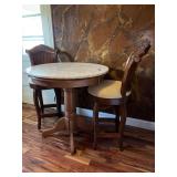 Round Marble Top Pub Table and Swivel Bar Stool Set