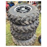 Set of Four Maxxis ATW All-Terrain Tires Mounted on Black and Silver Aluminum Rims