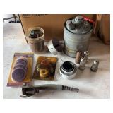 Assorted Shop Tools and Metal Canister Lot
