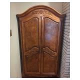 Stanley Furniture Wood Armoire with Carved Details and Interior Drawers