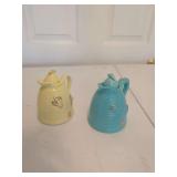 Ceramic Beehive Creamer Pitchers with Lids - Lot of Two