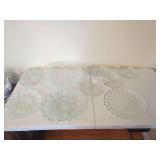 Clear Pressed Glass Serving Dish and Divided Plate Assortment