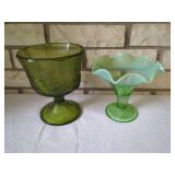 Two-Piece Green Glass Stemware Lot