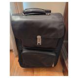 Los Angeles Black Leather Rolling Briefcase with Combination Lock