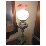 Electrified Gone With the Wind Parlor Lamp With Pink Ruffled Shade