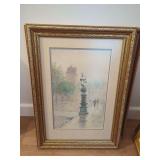 Paul Sawyier Wapping Street Reflections Lithograph Print Framed