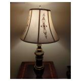 Brass Table Lamp with Embroidered Fabric Shade