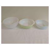 Assorted Glass Mixing and Serving Bowls Including Pyrex and Fire-King