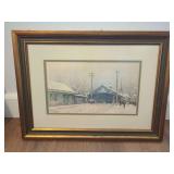 Framed Paul Sawyier Offset Lithograph Print Winter Solitude Frankfort Kentucky