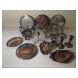 Mixed Lot of Silverplate and Sterling Weighted Hollowware and Serving Pieces