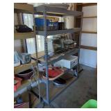 Metal Storage Shelf and Assorted Kitchen Contents